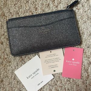 Kate Spade Large Glitter Slim Card Holder Wallet